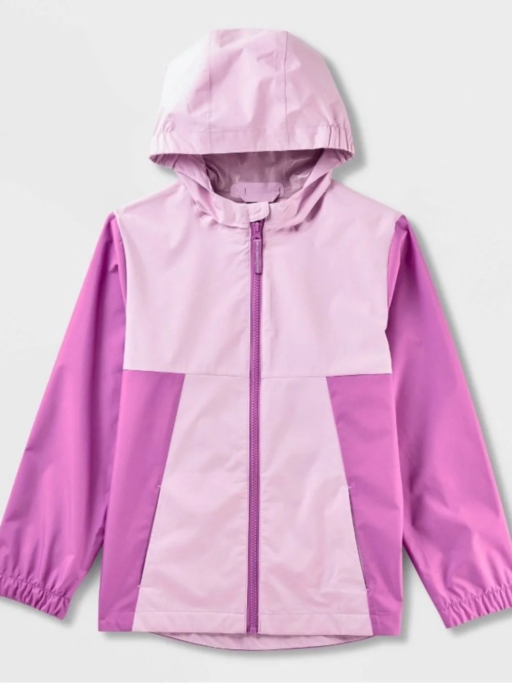 Car & Jack Kids Colorblock Purple Lavender Lightweight Hooded Pockets Raincoat